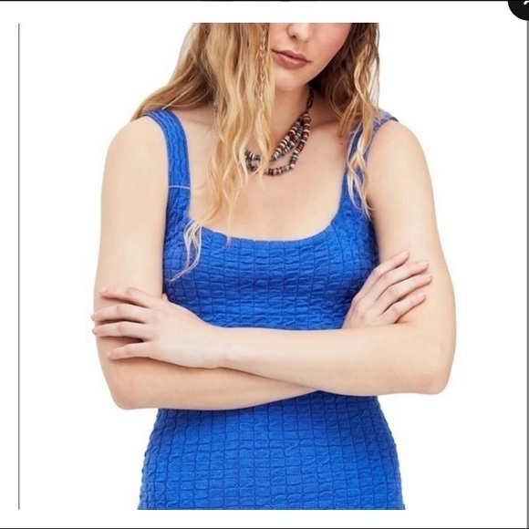 Free people royal blue knit, body on dress - Picture 4 of 10